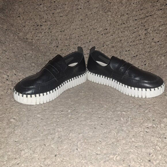 ILSE JACOBSEN-Platform Tulip Faux Black Leather Loafers-Sz 39-Excellent - Picture 4 of 8